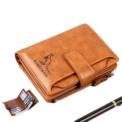 Men's RFID Leather Wallet Zipper Card Holder Billfold