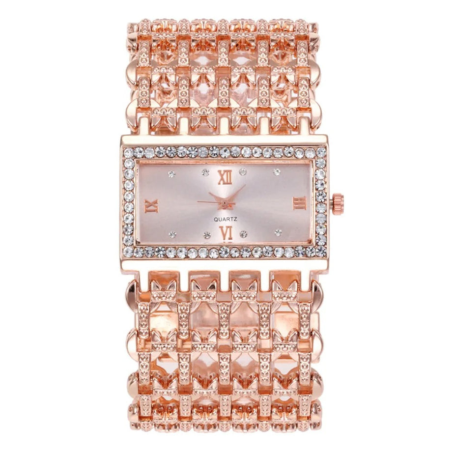 Luxury Women's Diamond Quartz Watch – Elegant Square Dial