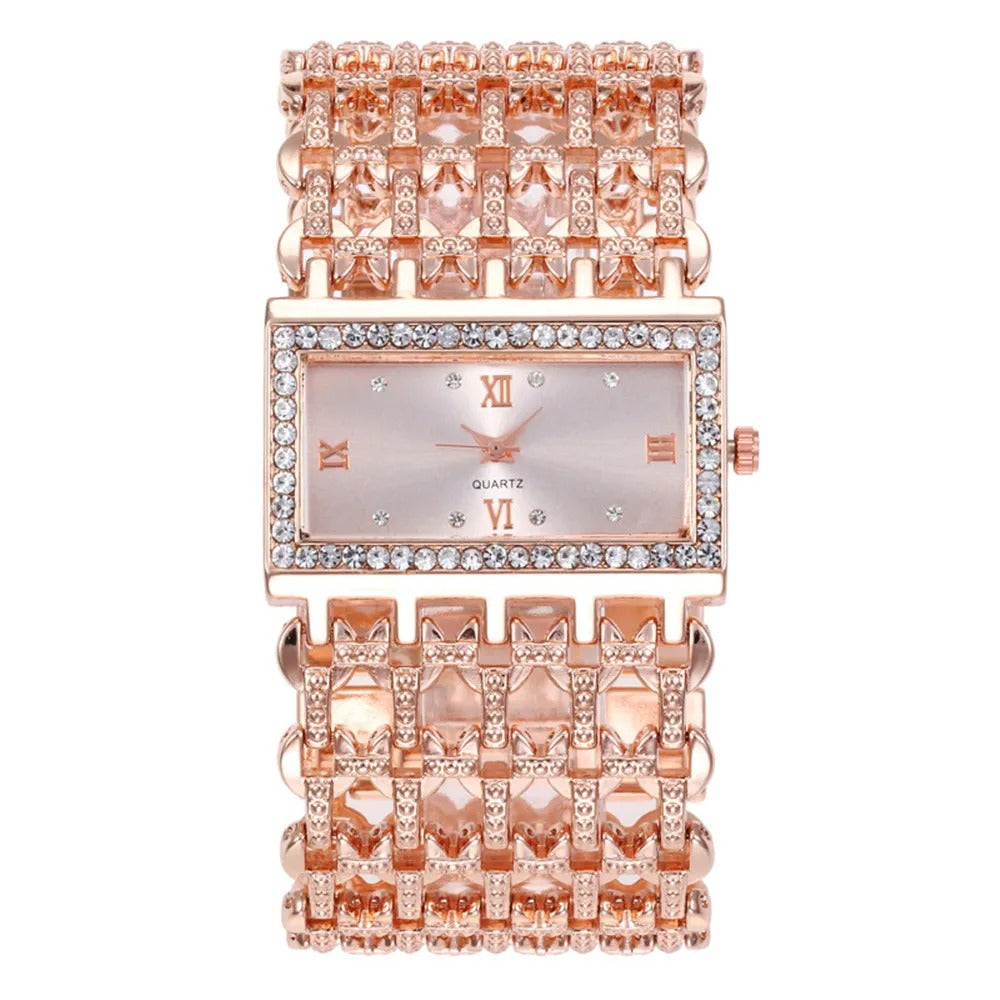 Luxury Women's Diamond Quartz Watch – Elegant Square Dial